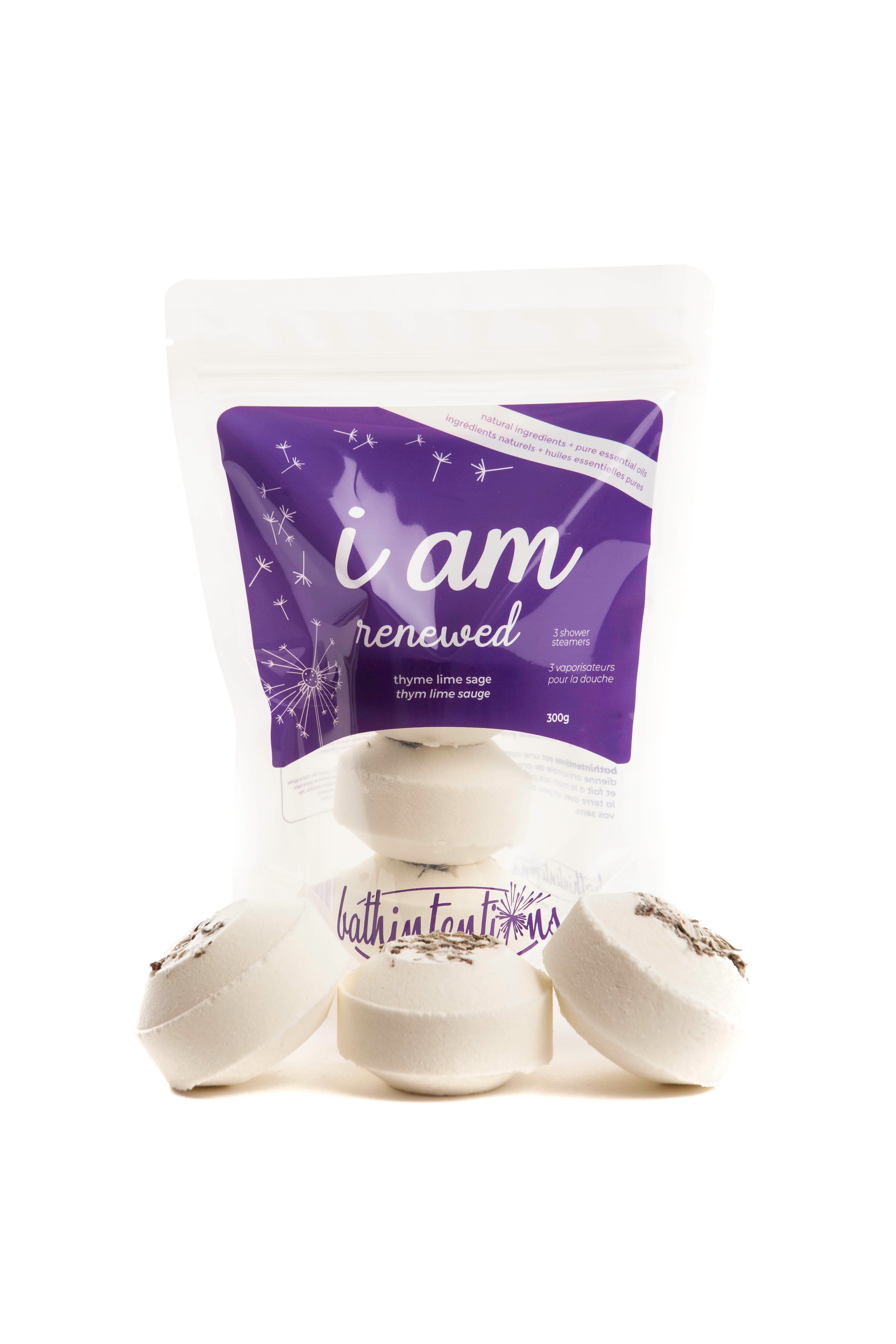 i am renewed | shower steamers | thyme lime sage